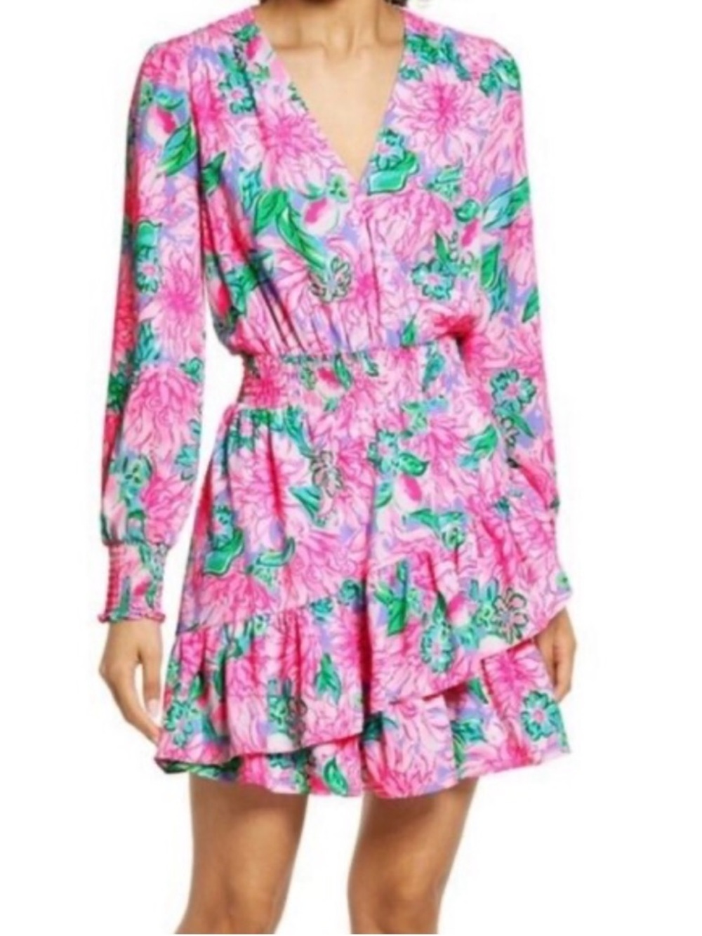 Lilly Pulitzer Cristiana Stretch Mini Dress XS Pink Blossom Resort Dopamine Vaca